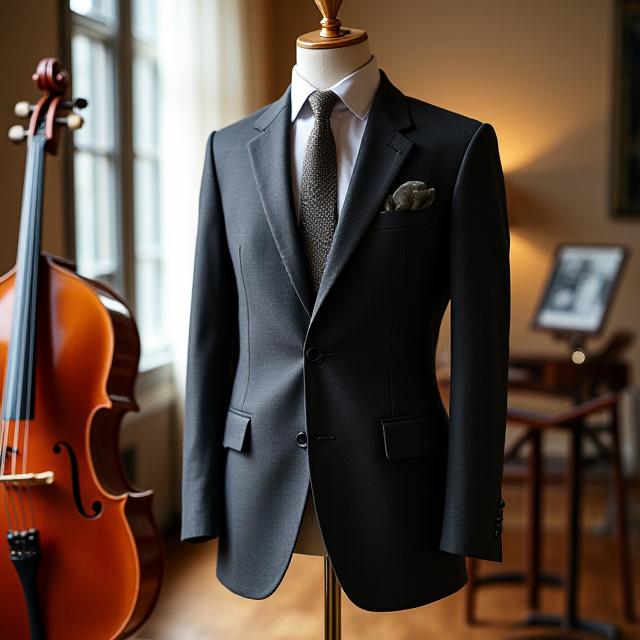 Tailored suit with musical instruments